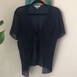 Chiffon tie front short sleeve cardigan